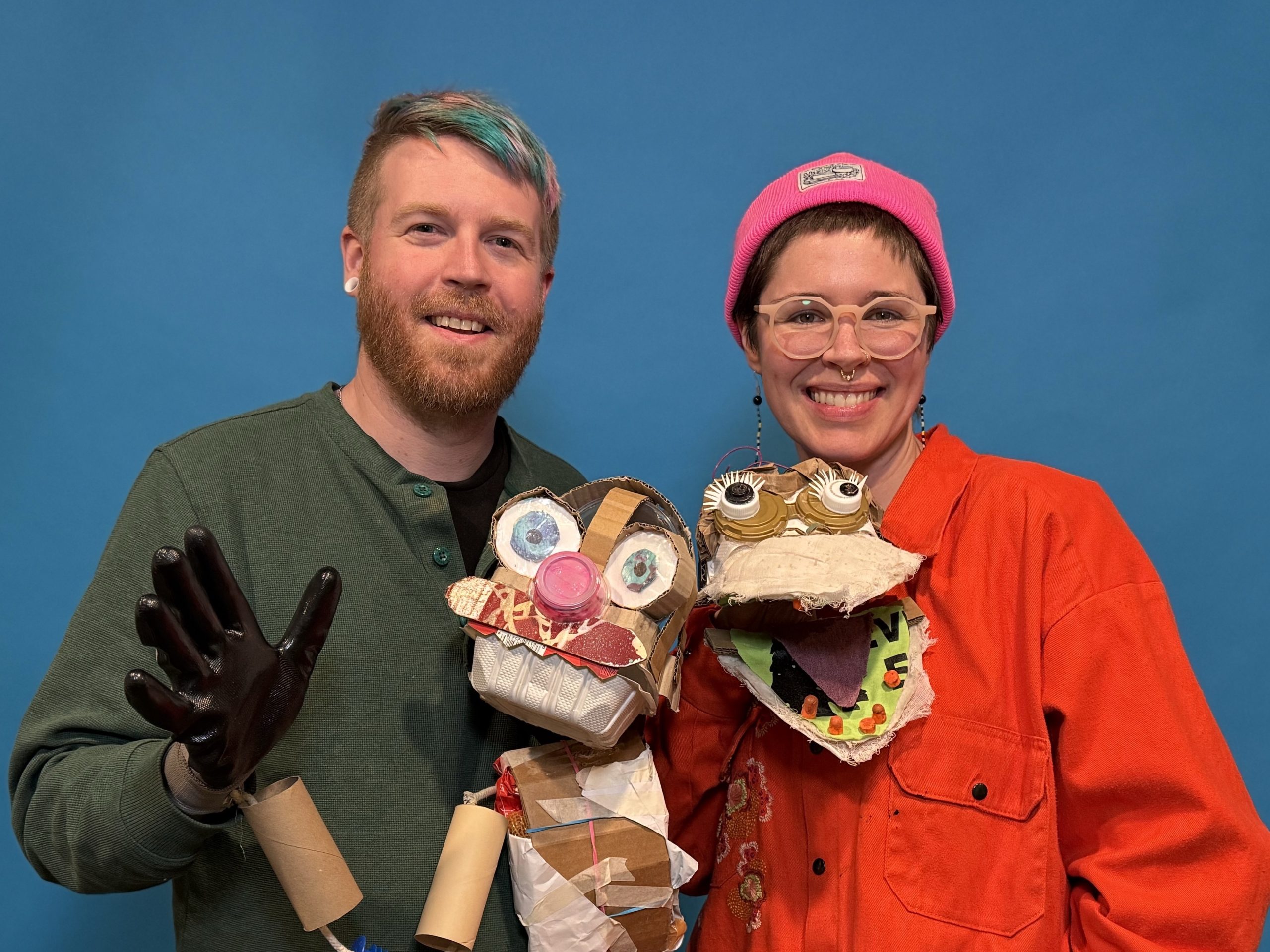 Alex Calbick & Tiffany Bubna with puppets